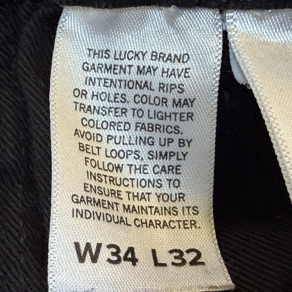 Lucky Brand 410 Athletic Straight Jeans Mens Sz 34x32 Faded Black Wash Stretch